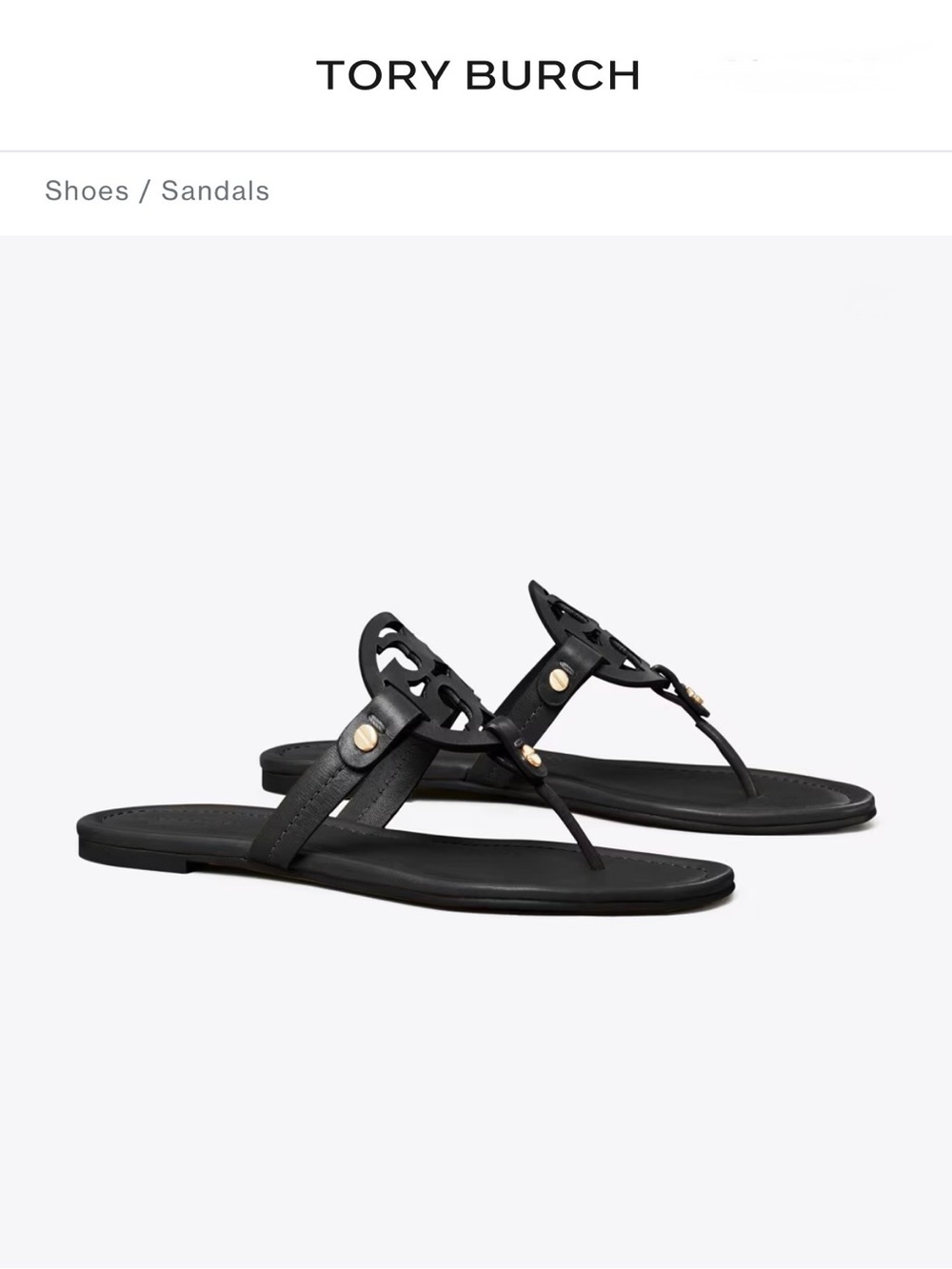 Tory Burch Miller Black Leather Sandal,Size-(EU)-42;(US)-12